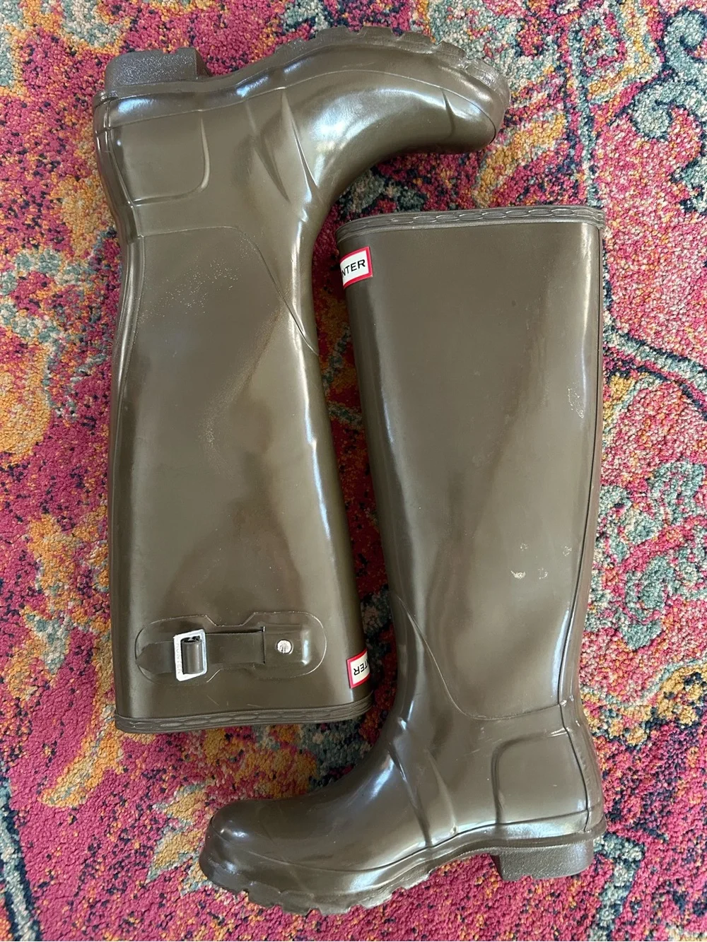 Hunter | Women’s Olive Green Gloss Original Tall Rubber Rain Boots Size 6